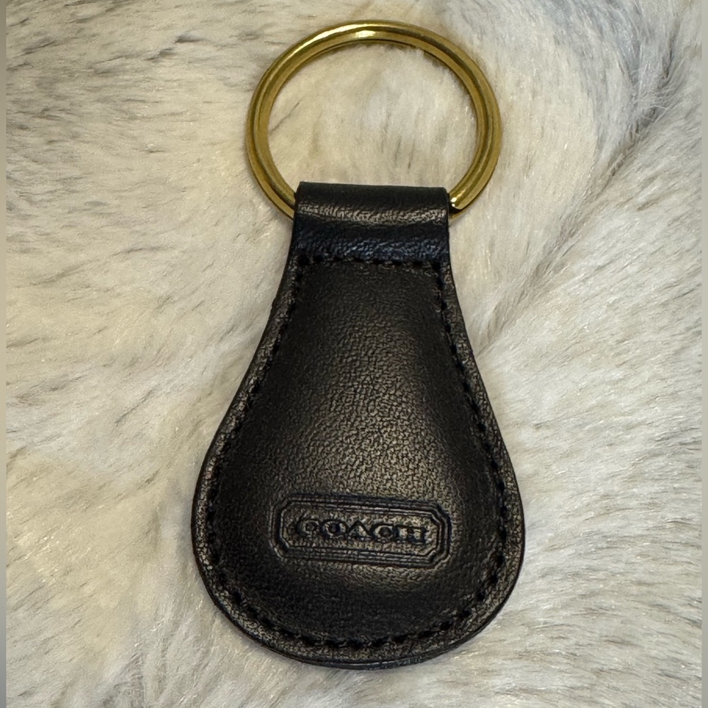 Coach - Black Leather Key Chain Fob - VINTAGE - EXCELLENT CONDITION
